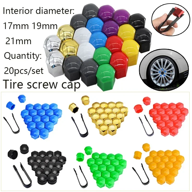 20pcs Exteriors Decoration Special Socket Protection Dust Proof Car Wheel Nut Caps Auto Hub Screw Cover Bolt Rims 17mm 19mm 21mm