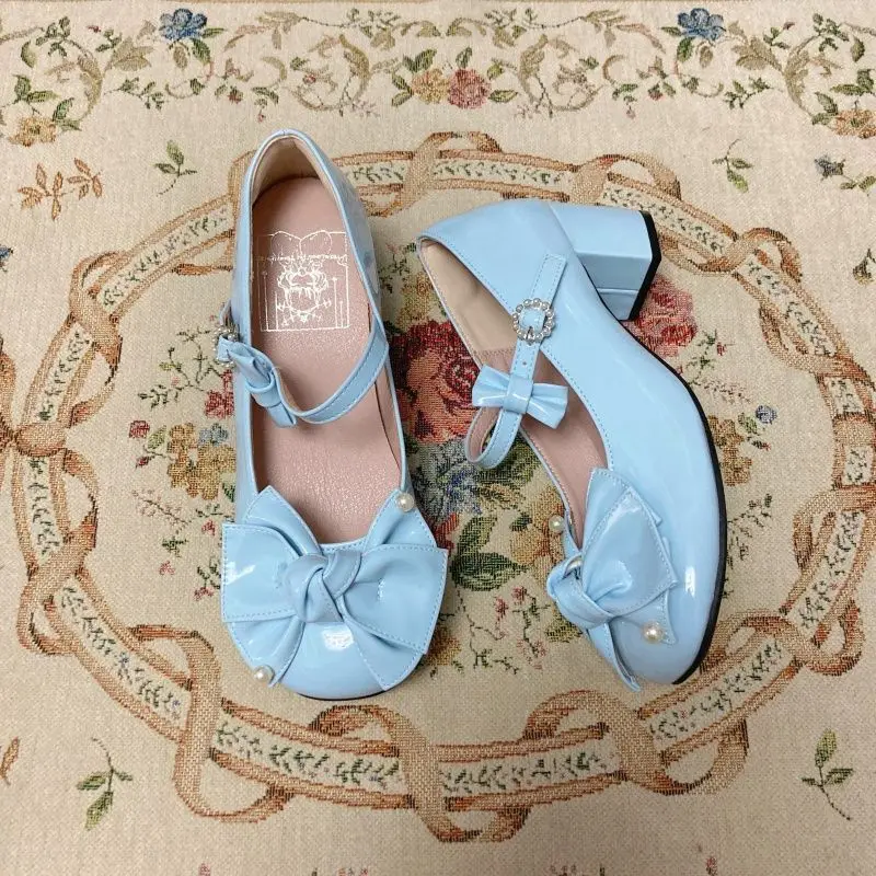 

Весенне-летние оригинальные туфли Olita в японском стиле, легкие, с бантом, из ПУ, на толстом каблуке, повседневные, для женщин, на высоком каблуке