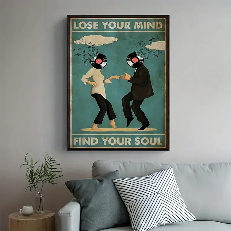 1pc, Vintage Canvas Lose Your Mind Find Your Soul Poster, Music Print Canvas Poster, Retro Music Wall Art, Home Decor, Vintage P