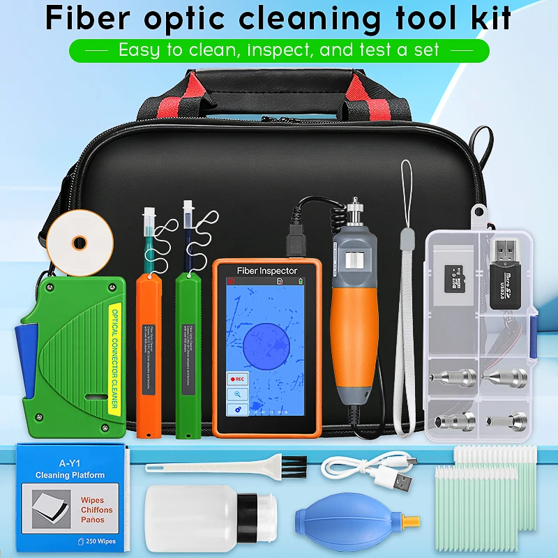 

Детектор торца волокна 400X, коробка для очистки оптоволокна, беспыльная бумага, 2,5/1,25 мм, ручка для чистки, набор инструментов для чистки оптоволокна