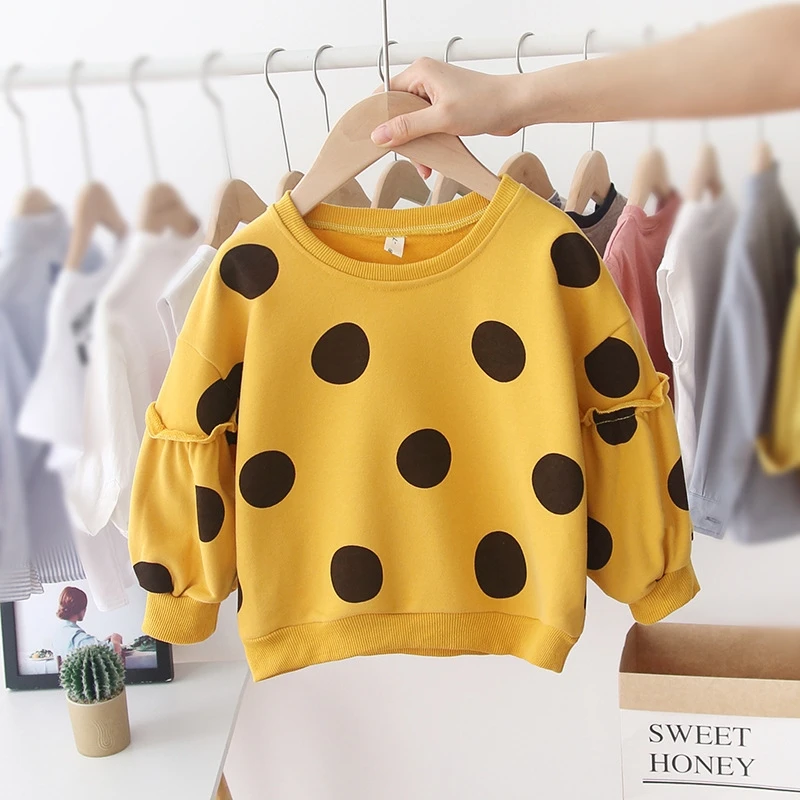 Polka Dot Crew Neck Sweatshirt Loose Comfy Retro Playful Fit For Women Casual Daily Commute Office Desk Weekend Coffee Date