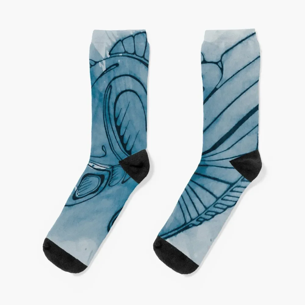 

Trippy UFO Dark Blue and Black Alien Skeleton Creature Socks warm winter valentine gift ideas Lots luxe Women Socks Men's