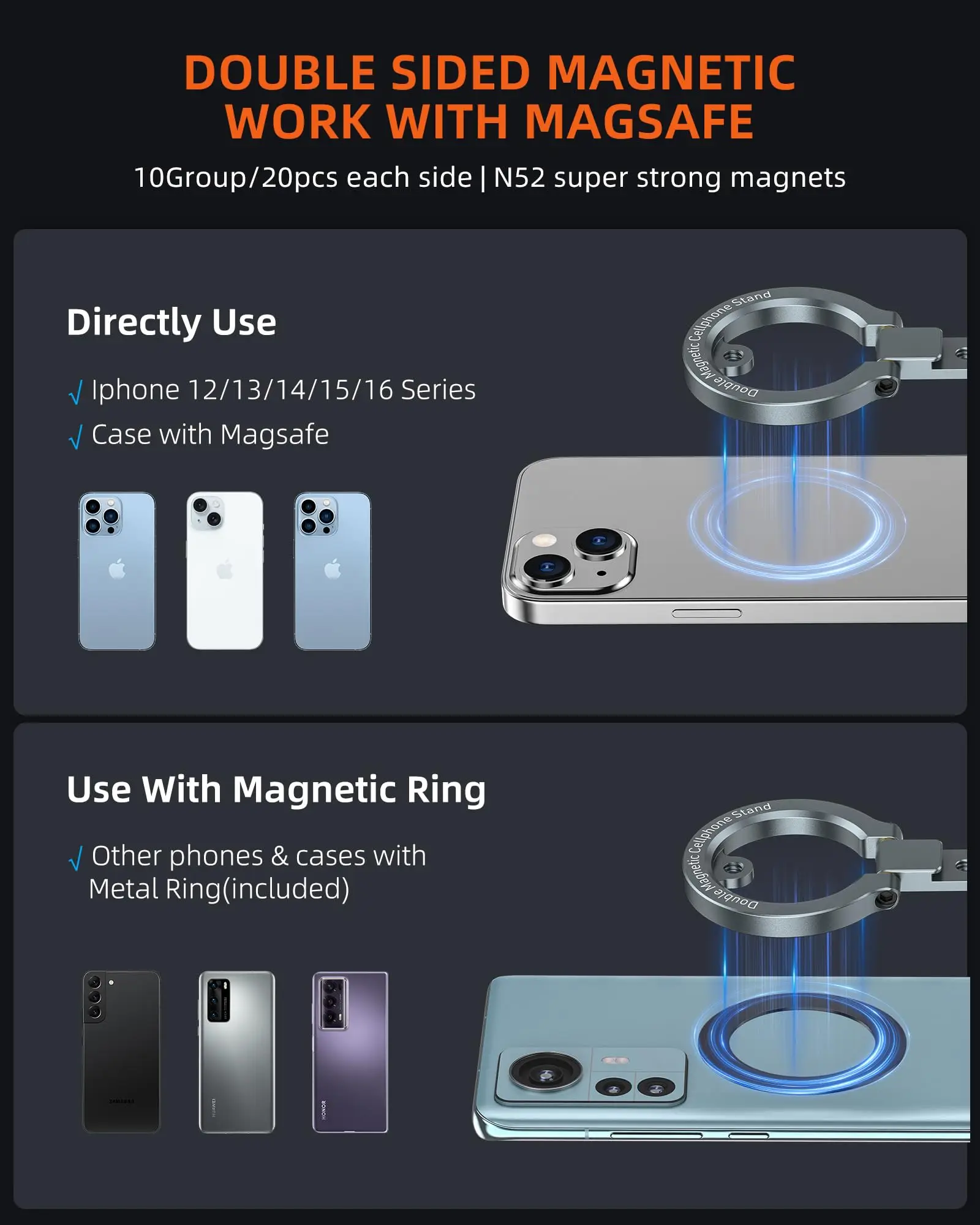 CAMOLO MG-02 Plus Dual Magnetic Phone Stand Foldable Magsafe Phone Holder w 1/4"-20 Phone Tripod Mount for Iphone 17 16 Android