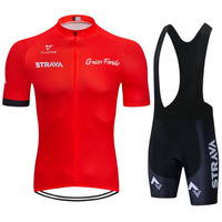 Strava Pro Cycling Jersey Set Summer Short Sleeve Breathable Men's MTB Bike Cycling Clothing Maillot Ropa Ciclismo Uniform Suit