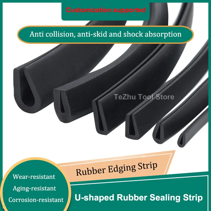 1Meter Rubber Edging Strip U-shaped Foam Strip Steel Plate Iron Sheet Anti-collision Strip Electrical Box Cabinet Sealing Strip