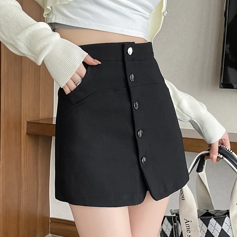 

New Fashion Summer OL Women Bottoms Pants Casual Girls Cool High Waists Multiple Buckle Culotte Female Ladies Sexy Trouser Skirt