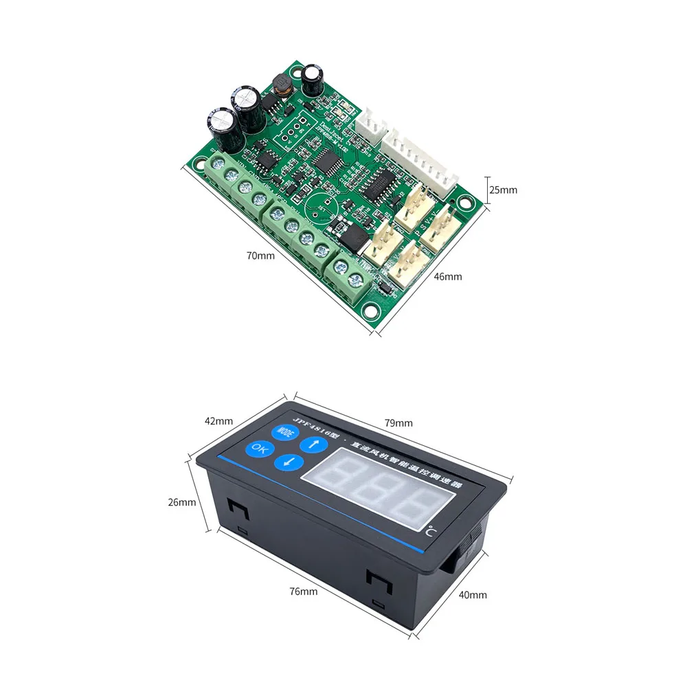 Imagem -03 - Controlador de Velocidade do Ventilador com Display Led Controle de Temperatura Pwm Regulação de Velocidade Rs485 Serial Temp dc 12v 24v 48v 6a