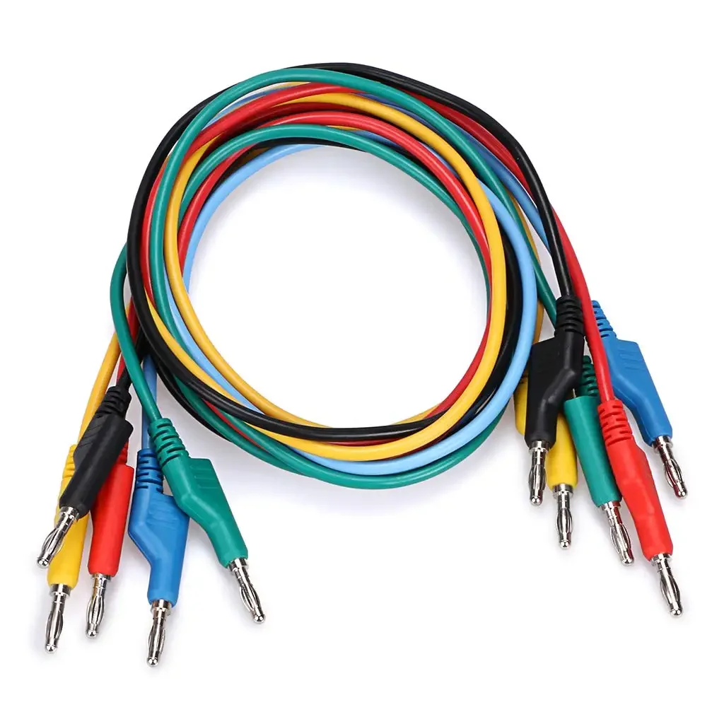 5pcs Banana to Banana Plug Test Lead Set 4mm Stackable Banana Plug Wire Test Cable Lead for Multimeter Electrical Test 1000V/15A