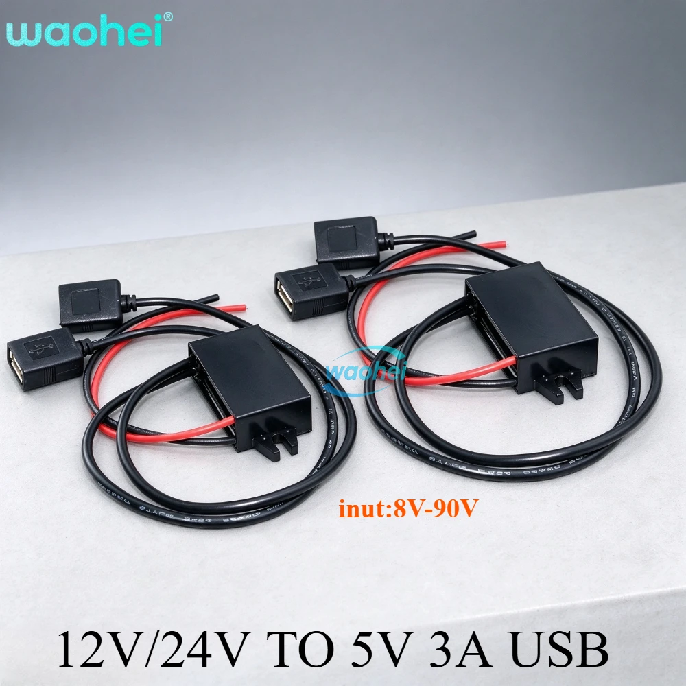 High Quality DC DC Converter Buck 8-36V12V24V To 5V 3A Power Supply Regulator for Car Male Female USB Mini USB Micro USB Adapter
