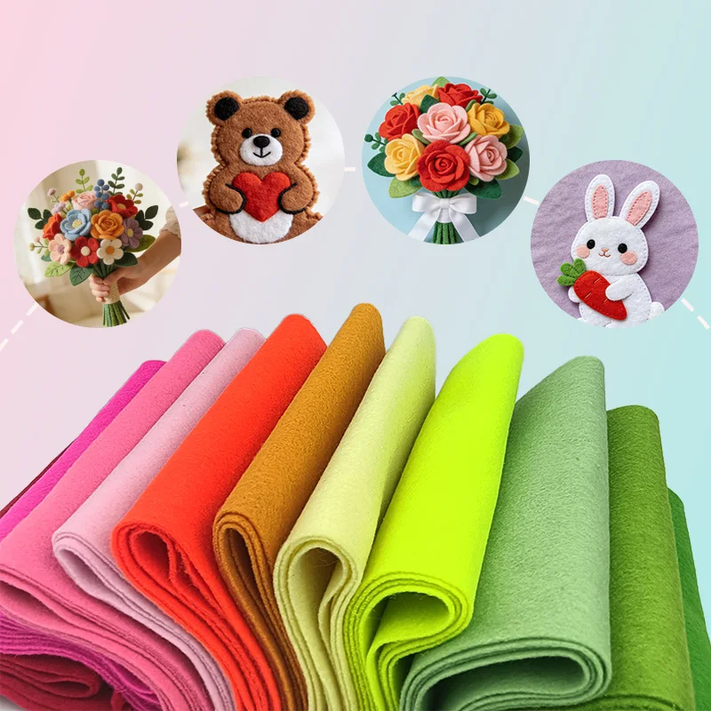 قماش اللباد: قماش ناعم مصنوع يدويًا بسمك 91*91*0.14 مم، مناسب للحرف اليدوية والديكورات الفنية للخياطة اليدوية.