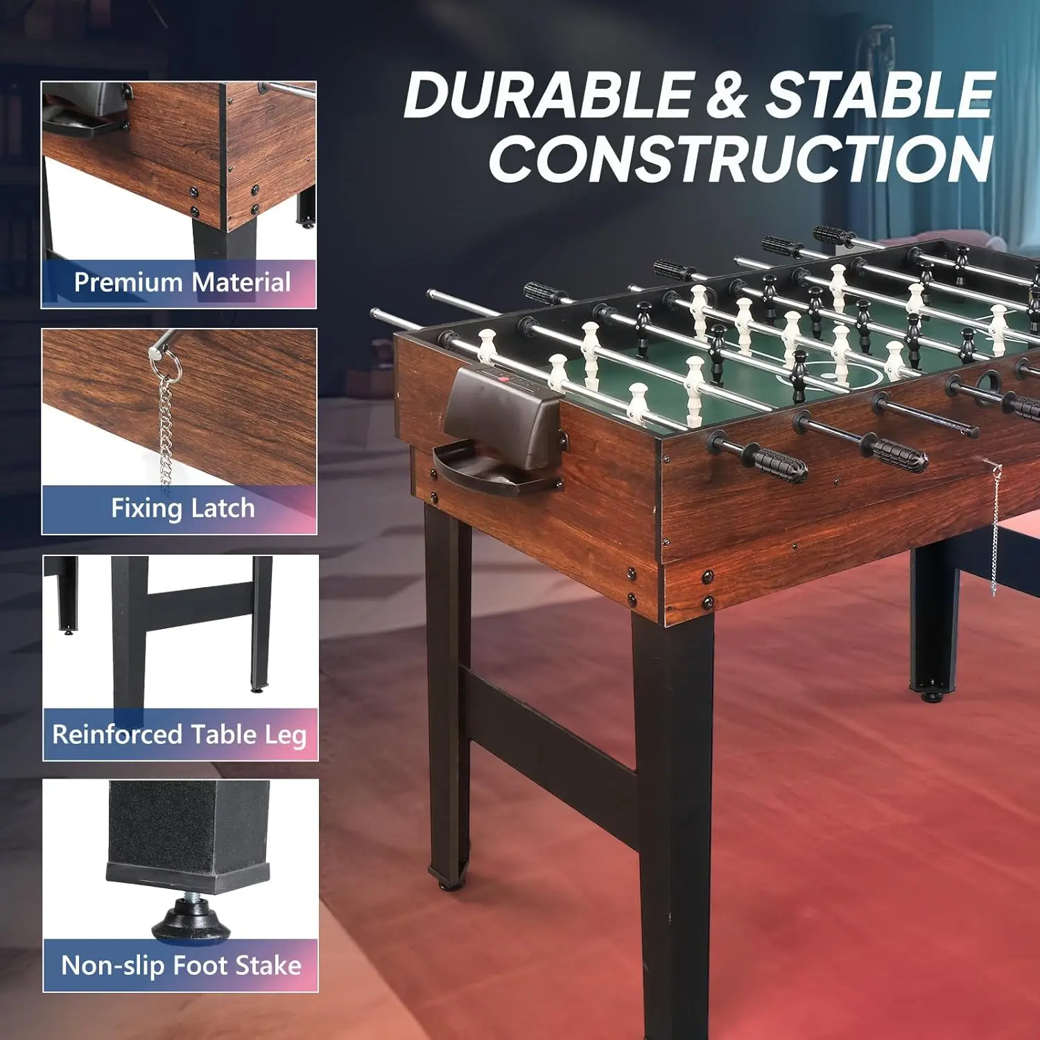 Table for Adults, Combo Table for Room, 48" Table Set for Family w/Hockey, Foosball, Pool, Ping Pong, Shuffl