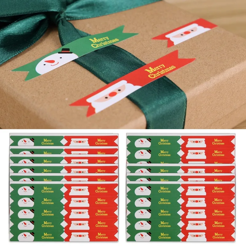 100/10Pcs Merry Christmas Stickers Seal Labels Christmas Theme Sealers for DIY Gift Baking Package Envelope Stationery Decor