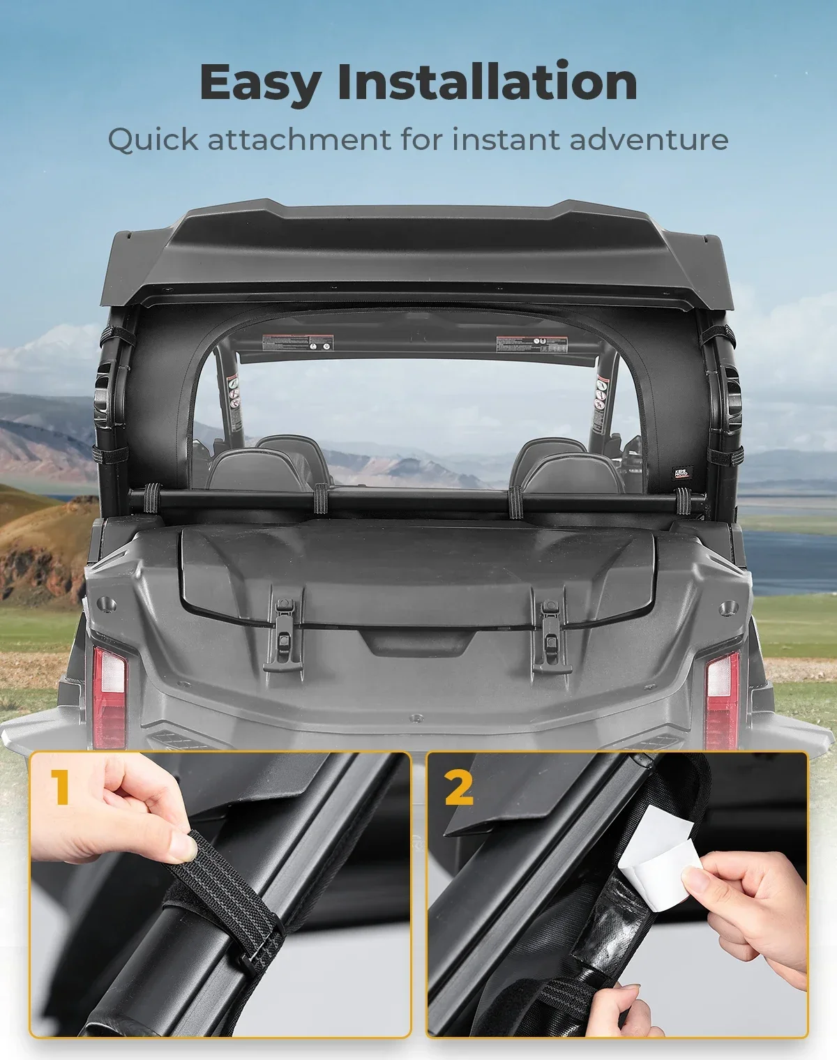 Soft Rear Windshield Roll Up/Down For CFMOTO ZForce 800 Trail, 950 Trail Sport 4 2023+ Back Soft Panel Transparent Roll Window