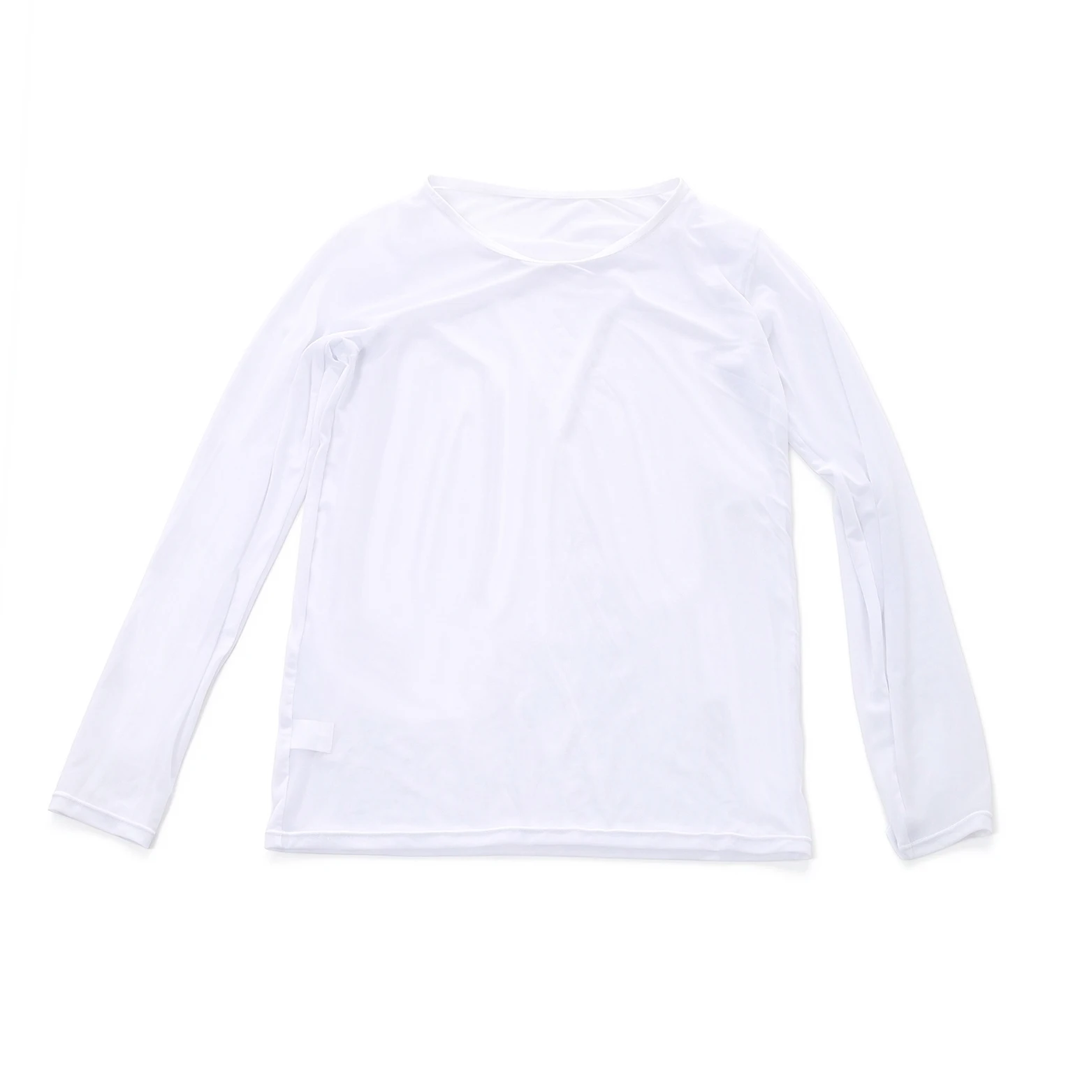Long Sleeve Tops Men Sexy Sheer Mesh Undershirt T-shirts Autumn See Through Ultra-thin Transparent Lounge Tees Tshirt