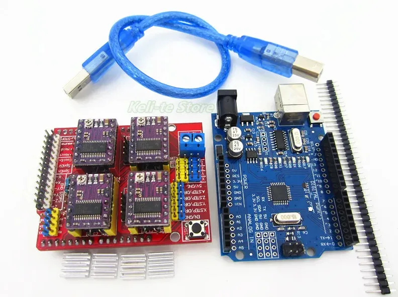 cnc shield v3 engraving machine 3D Printer+ 4pcs DRV8825 driver expansion board + UNO R3 with USB cable