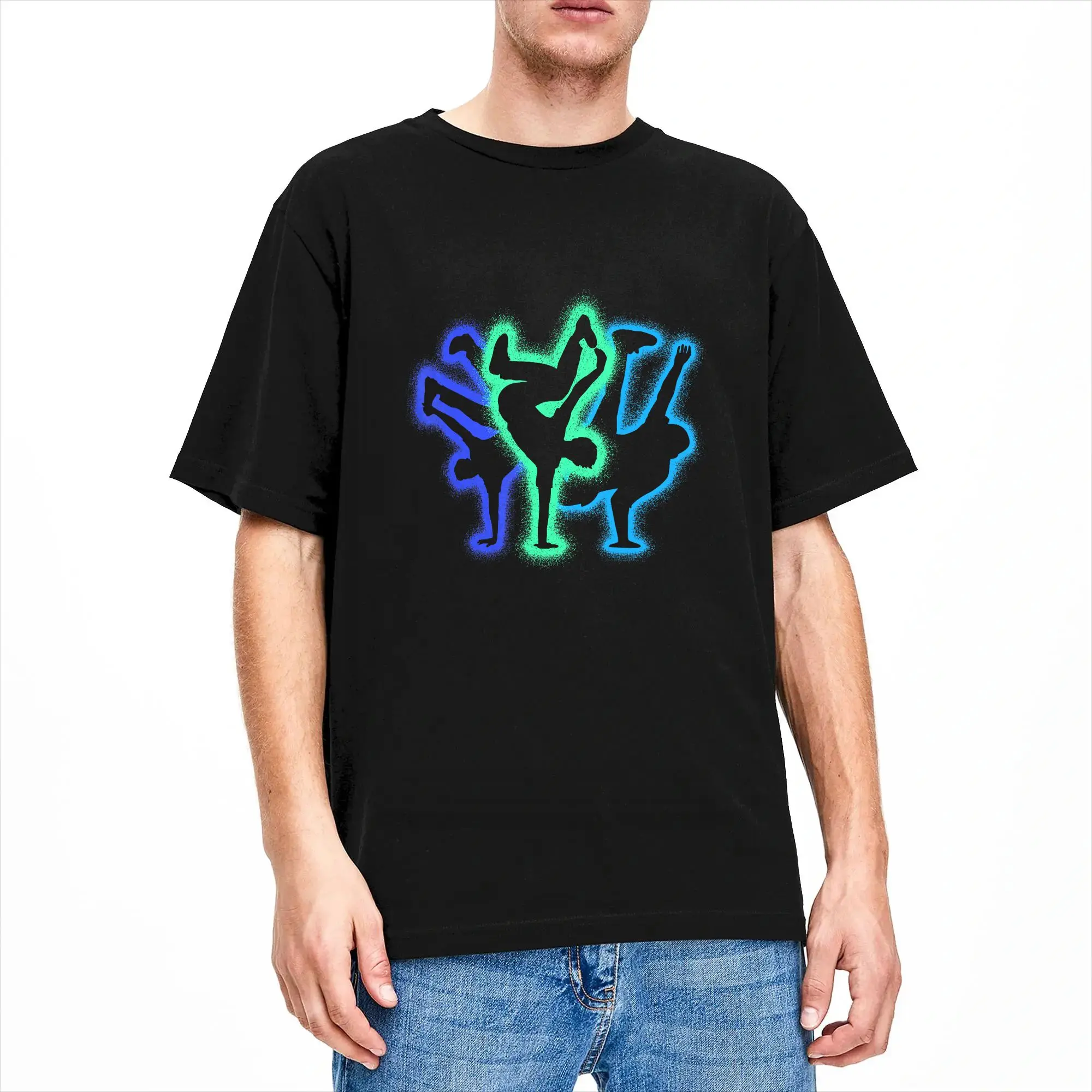 Breakdance Dance Silhouettes Cotton T-Shirt For Men Summer  Streetwear T-Shirts Harajuku Tees Big Size Wholesale Tops