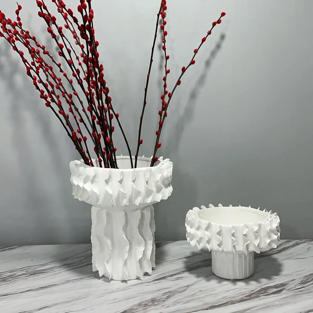 Ceramic Vase Hand-folded Texture Flowerpot Ceramic Handicrafts Flower Arrangement Accessories Flower Vase Home Decoration