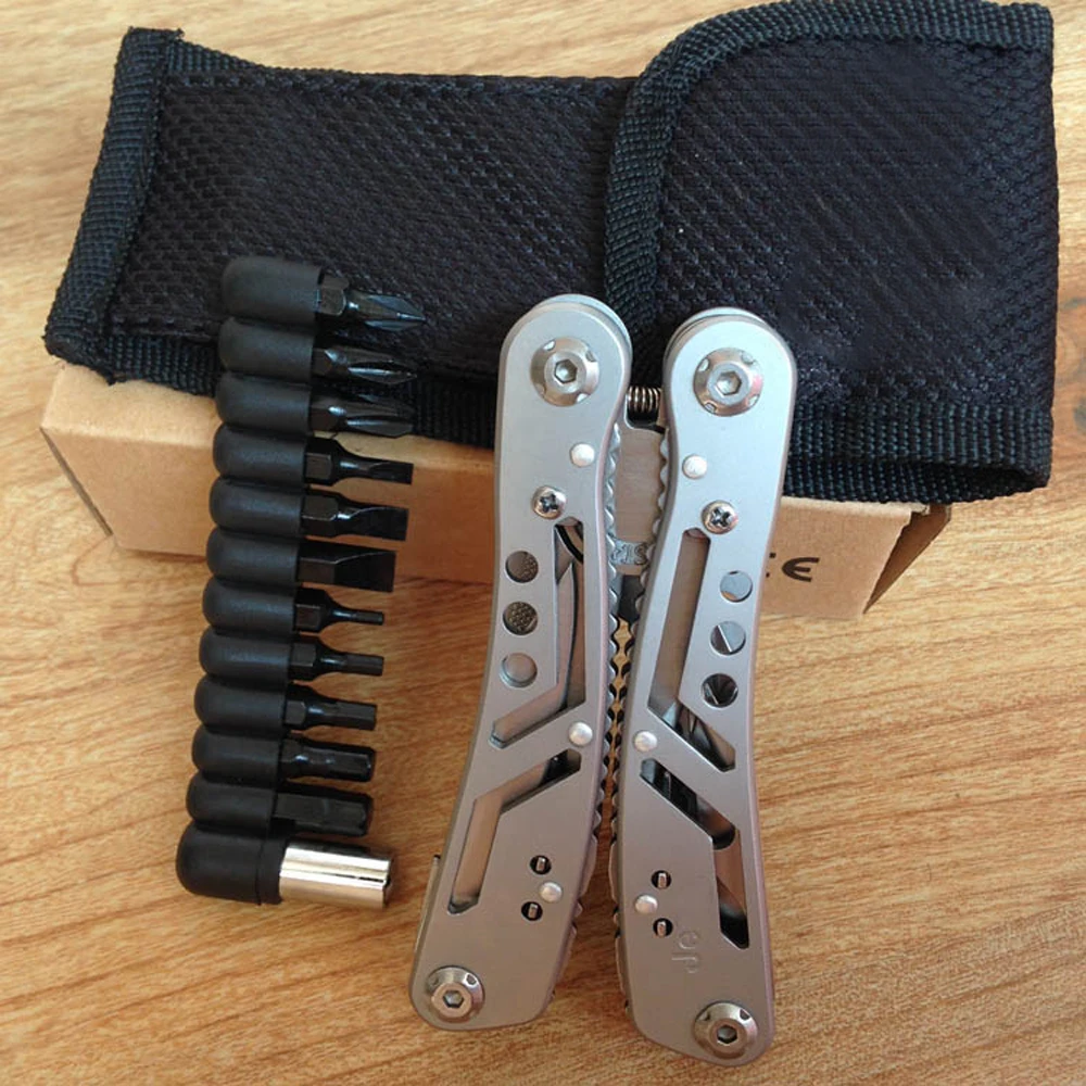 Herramientas multifuncionales 10 en 1, alicates plegables para acampada, senderismo, ciclismo, tijeras abrelatas portátil