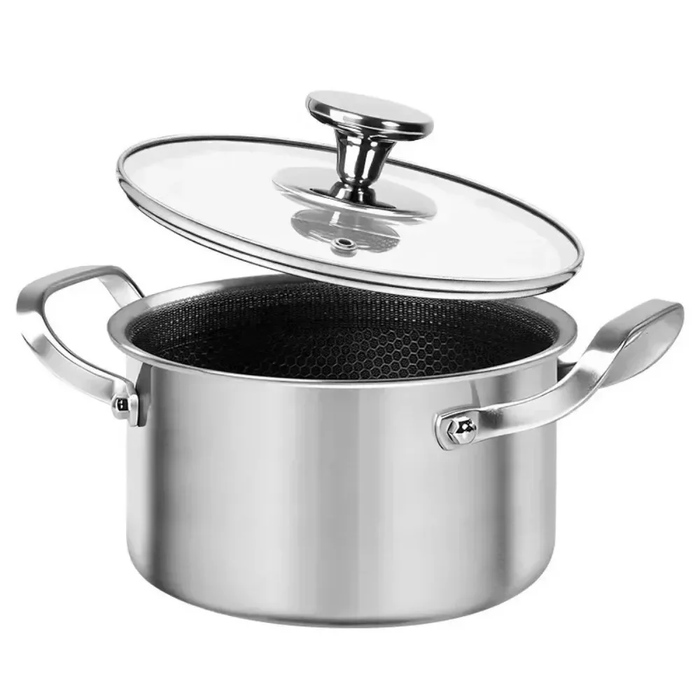 &Factory Tri-ply Stainless Steel Soup Pot Kitchenware Nonstick Cooking Pots Cookware Induction Honeycomb Cooking Pot