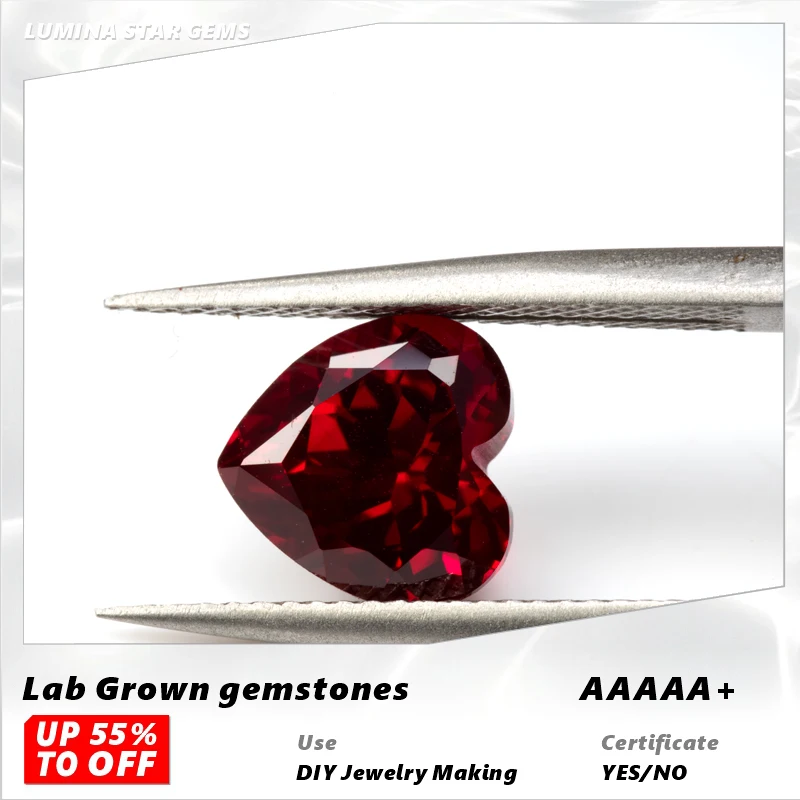 

L-Ruby Heart Cut VVS1 Lab Grown Gemstone Pigeon Blood Red DIY Ring Necklace Earrings Main Materials Certificate Natural Colour