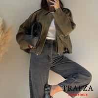 TRAFZA Casual Soft Bomber Jackets Women Long Lantern Sleeve Oversized Spring Summer Coats Fashion 2025 Streetwear Zipper Outwear