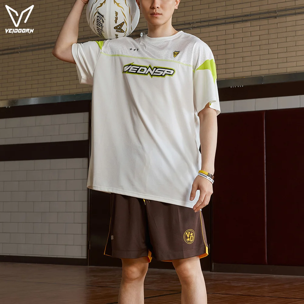 Veidoorn Spliced Quick Dry Basketball-T-Shirt für Herren, lockere Passform, atmungsaktiv, für Laufen, Fitness, Activewear