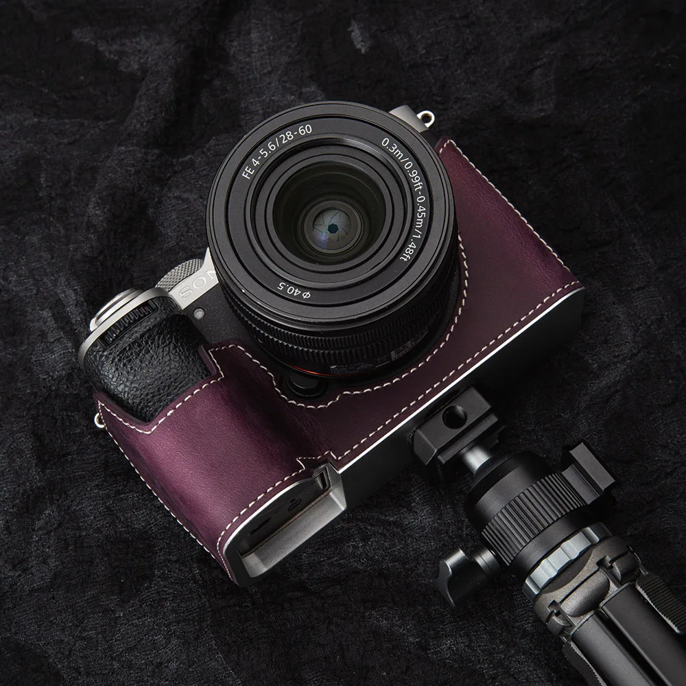 For Sony Alpha 7C II ILCE-7CM2 Case Handmade Genuine Leather Protective Case A7CM2 Half Case Vintage Leather Bag A7C2 Camera Bag