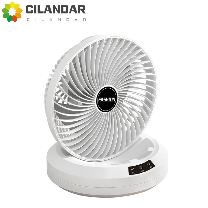 Desktop folding timed remote control circulating fan steering large capacity battery portable outdoor hanging wall charging fan