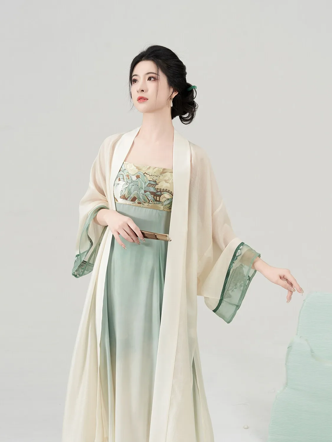 

Elegant Tang Hanfu Han Dress Pair Cardigan Two-piece Dress Summer
