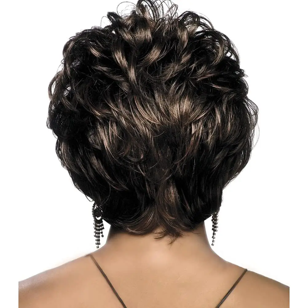 Short Curly Syntheic  Wig Natural Short Haircuts for Women Synthetic Short Wigs Black Brown Wig For Women