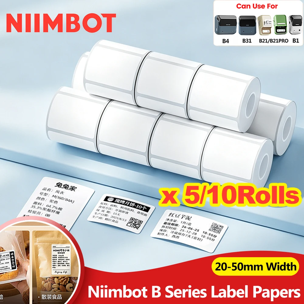 5-10-rolls-white-niimbot-thermal-label-paper-rolls-waterproof-sticker-for-mini-pocket-barcode-printer-b21-b1-b4-b203-b3s-b31
