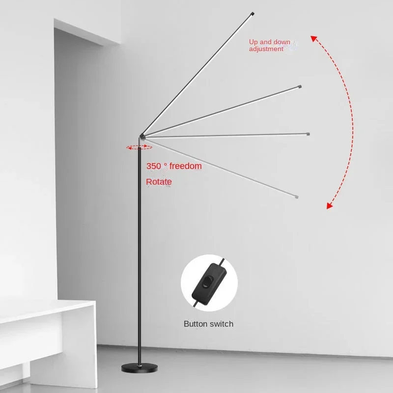 Minimalism LED Floor Lamp Super Bright Reading Lamp Living Room Bedroom Bedside Vertical Lamp Floor Black Piano Lighting Fixture