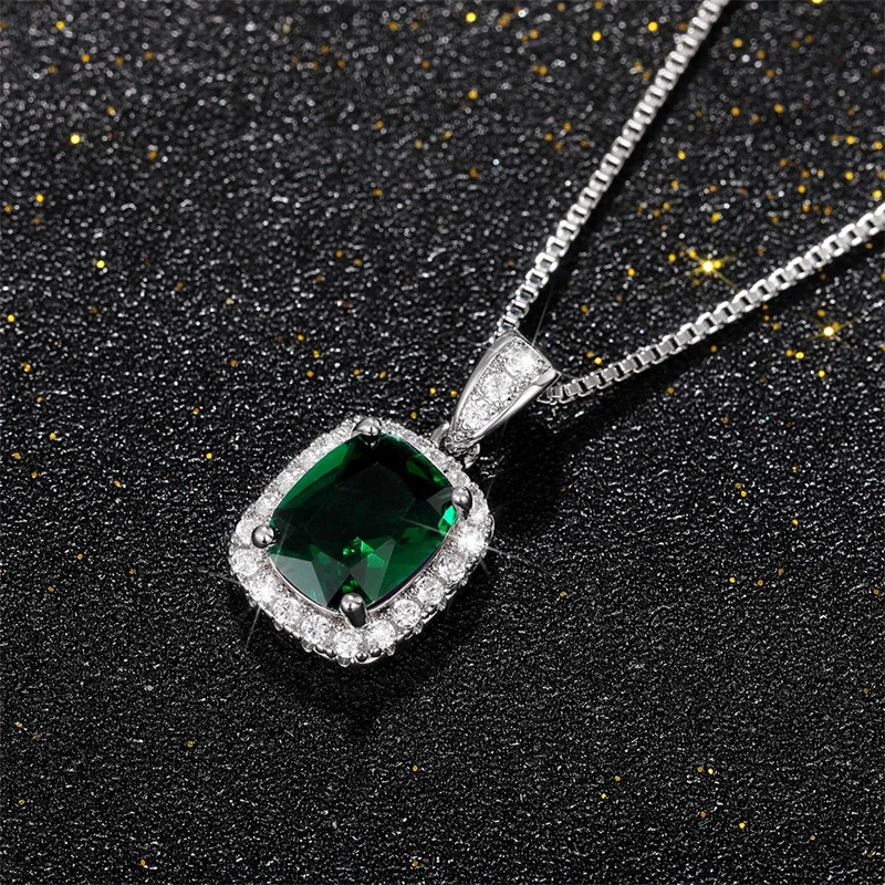 Huitan Geometrische Zirkonia Anhänger Halskette für Frauen Luxus Temperament Weibliche Hochzeit Trend Hals Zubehör Party Schmuck – Detail 8