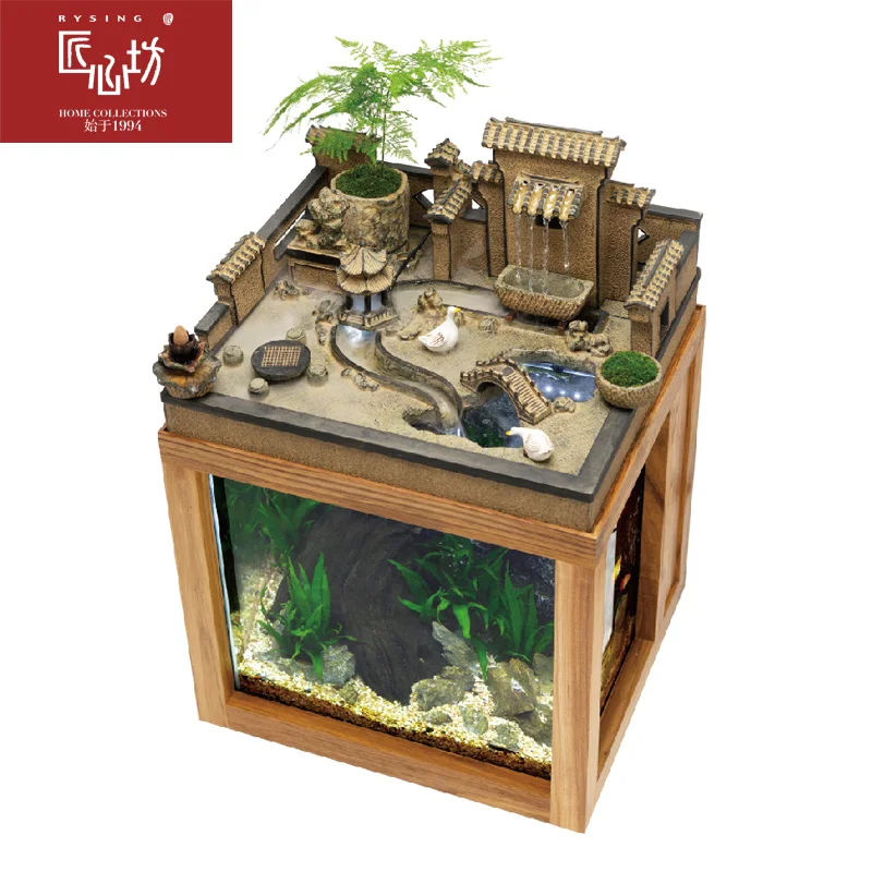 New Chinese Landscape Fish Tank Decoration Su-Style Garden Living Room Office Decorations