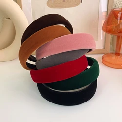 Retro Fluwelen Hoofdbanden Franse Elegante Brede Spons Haarband Voor Vrouw Meisjes Mode Eenvoudige Veelzijdige Haar Hoepel Haaraccessoires