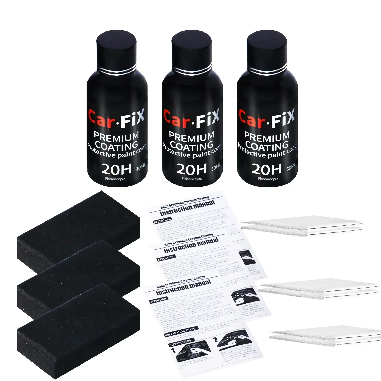 

3PCS 20H Ceramic Coating Polishing Wax Super Hydrophobic Paint Care Durability Anti-Corrosion Plated Crystal Car Liquid Glass