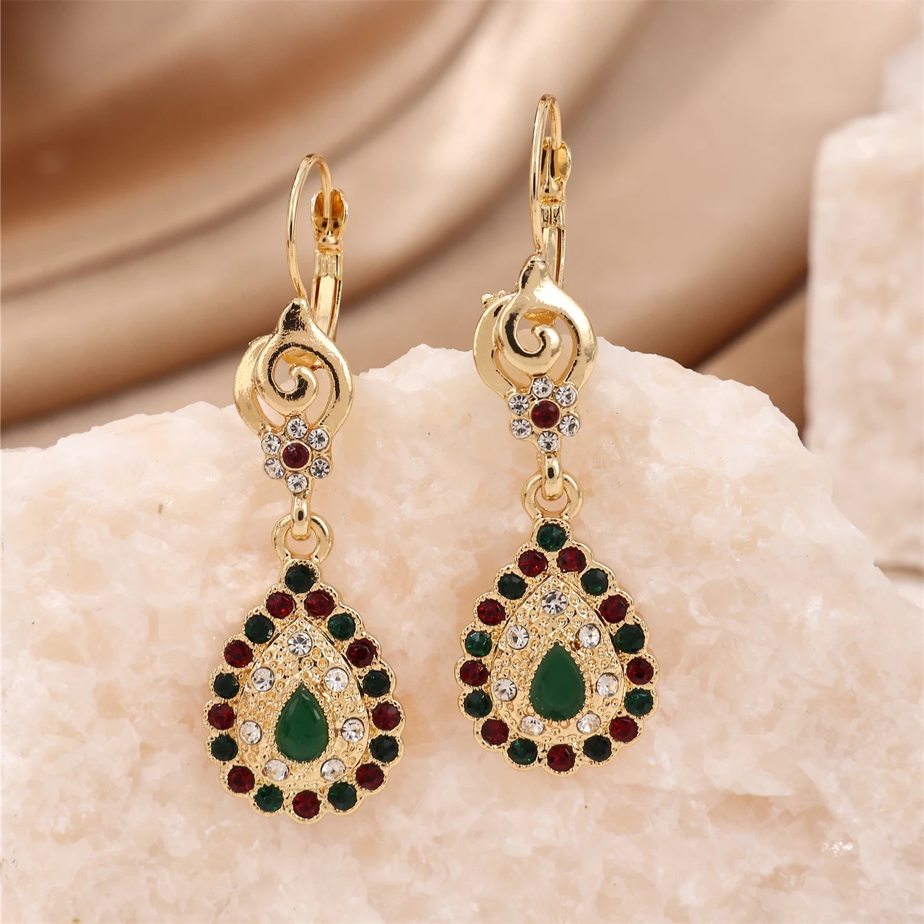 Moroccan Popular Lady Jewelry Beautiful Pink Rhinestones Earring Girls gift