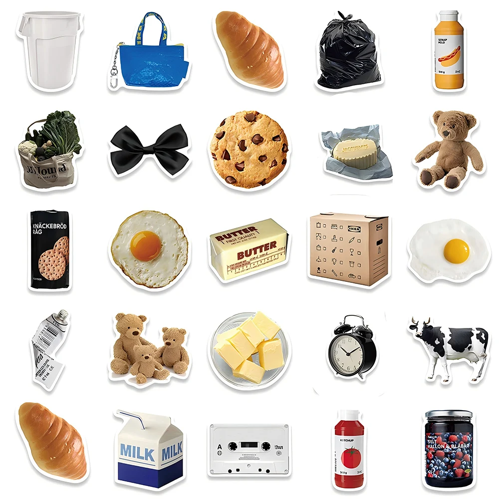 10/30/50pcs Cute Ins Style Stickers Stickers Aesthetic Cartoon Decal DIY Guitar  Phone Cases Laptop Waterproof Milk Food Sticker view 6