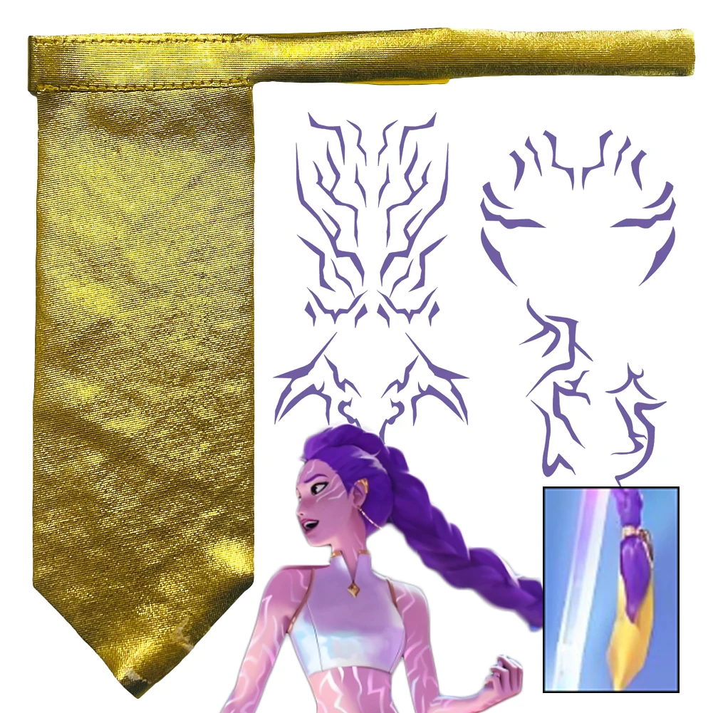

Demon Hunter of KPop Rumi Cosplay Costume Accessories Purple Tattoo Sticker Golden Hairband Headwear Halloween Carnival Party