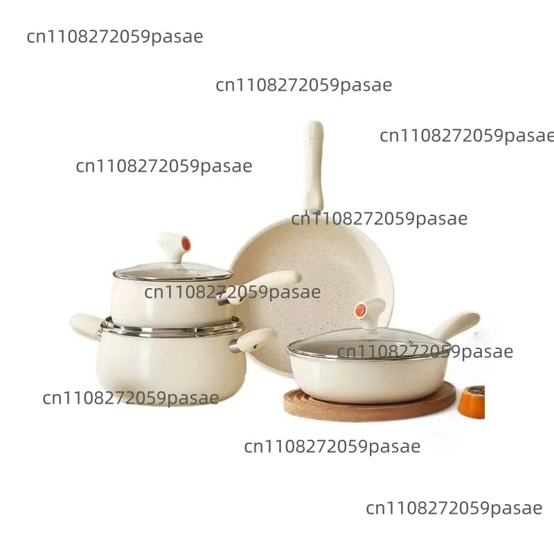 Ceramic non-stick pan three-piece set, suitable for induction cookers and gas stoves, including frying pans, wok and pans