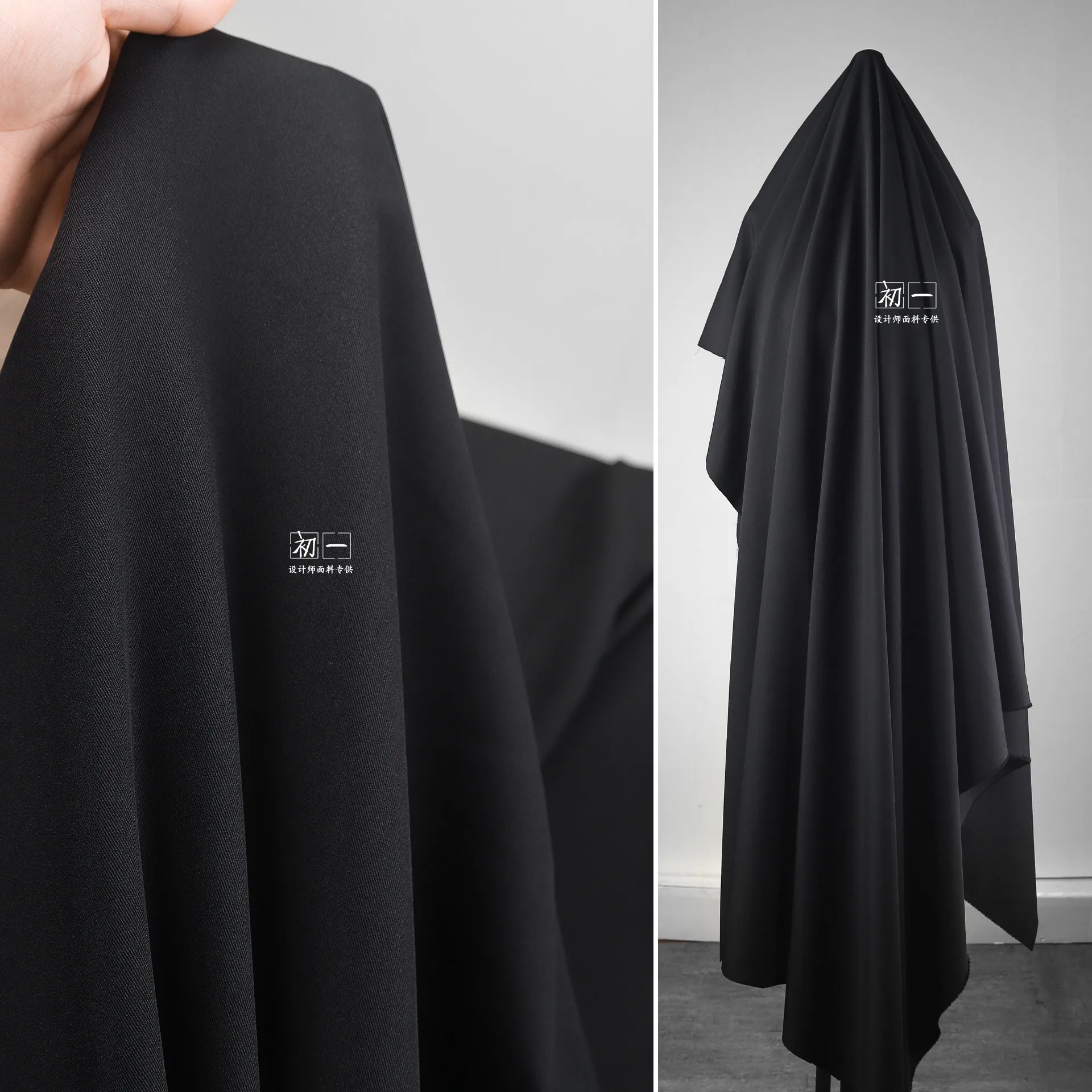 Black Dark Fringe Anti-Wrinkle Suit Fabric Spring and Summer Worsted Non-Elastic Not Wrinkle Windbreaker Clothing Designer