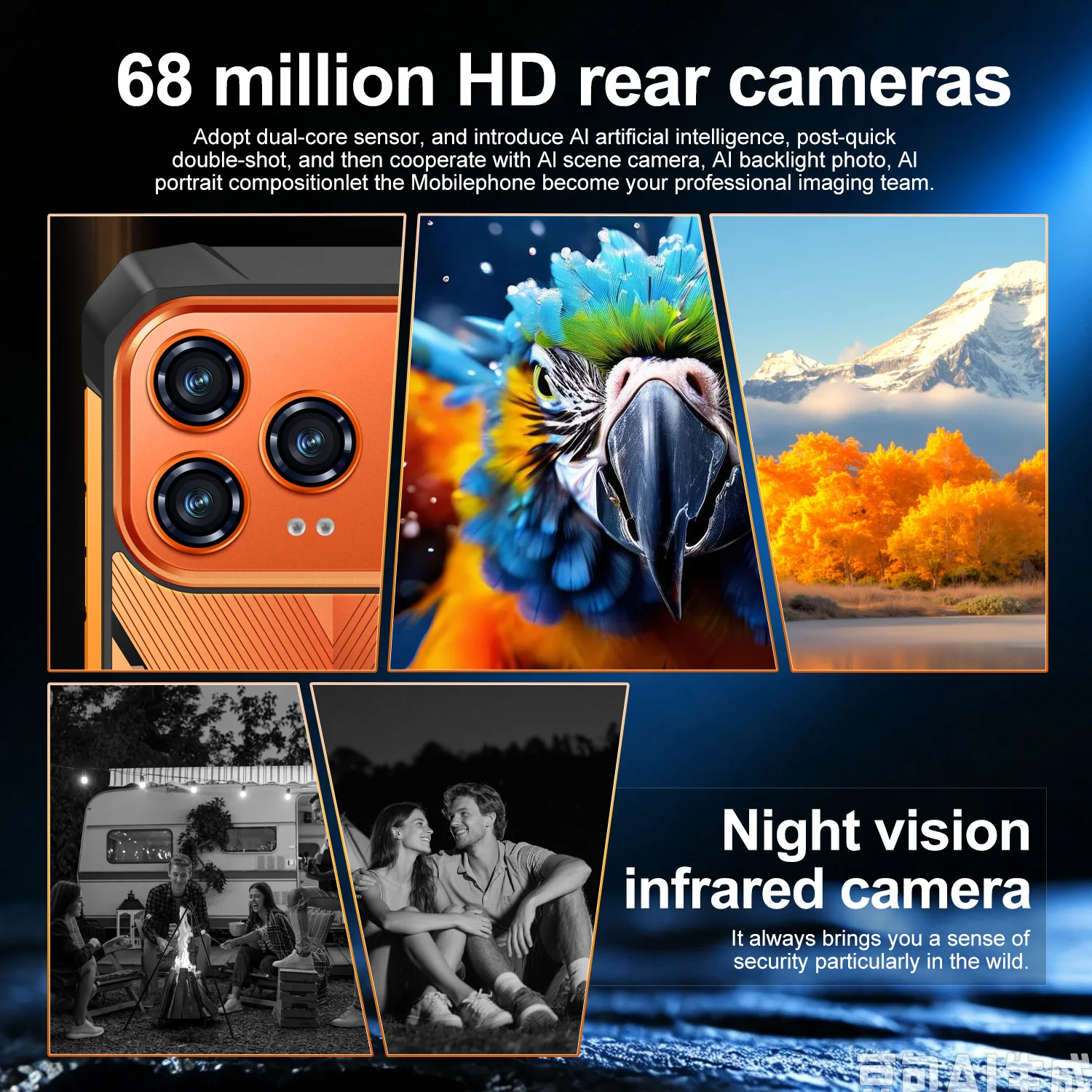 IVMI 17 Rugged Ultra Waterproof Phone Durable 10000mAh 12GB+256GB Night Vision Camera 6.9'' NFC Android Smartphones