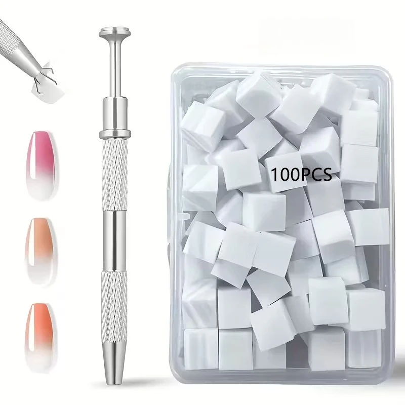 Mini Nail Sponge Puff & Nail Grab Clips, Gradient Blush Nail Art Tools for Ombre & Smudge Effect