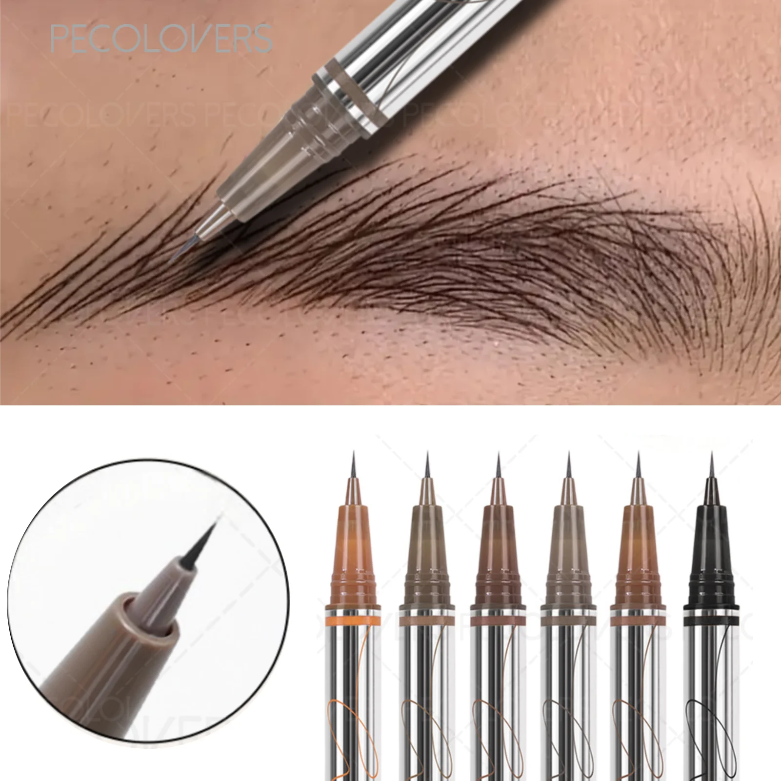 1PC 1PC 超極細防水リキッドアイブロウペンシル - 汗に強く、長持ちするマイクロブレーディングメイクアップ（眉とアイライナー用）