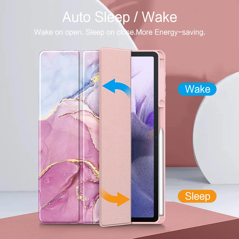 

Чехол для Samsung Galaxy Tab S7 S8 Plus S7+ S8+ 12,4 дюйма, прозрачная задняя крышка, держатель для карандашей для Tab S7 FE 12,4 дюйма, жесткий акриловый чехол