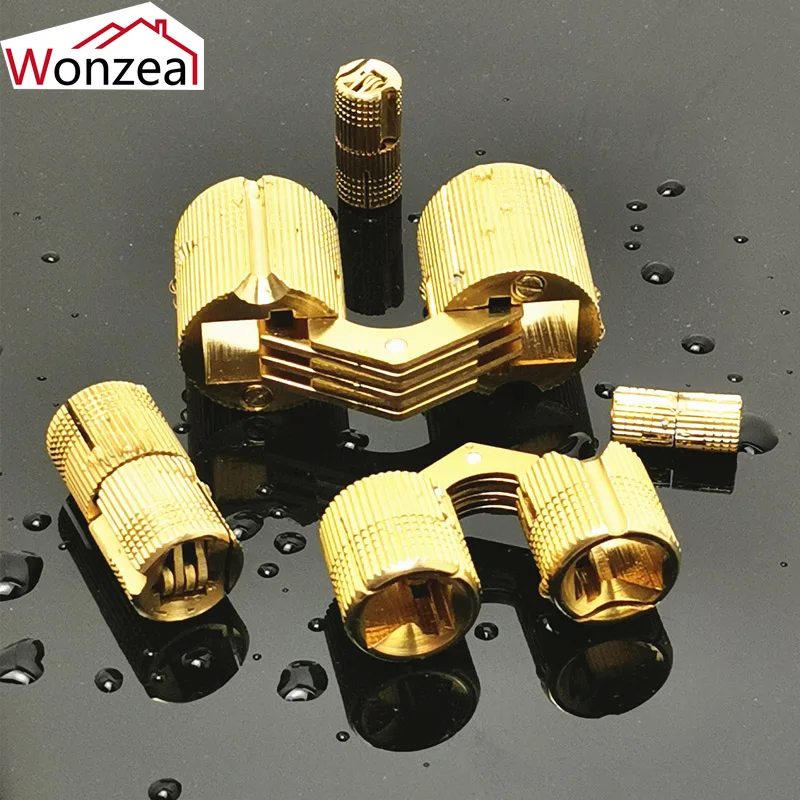 1PC Copper Barrel Hinges 8Mm/10Mm/12Mm/14Mm Installation Invisible Pure Brass Hinges Door Hinges For Furniture Hardware Gift Box