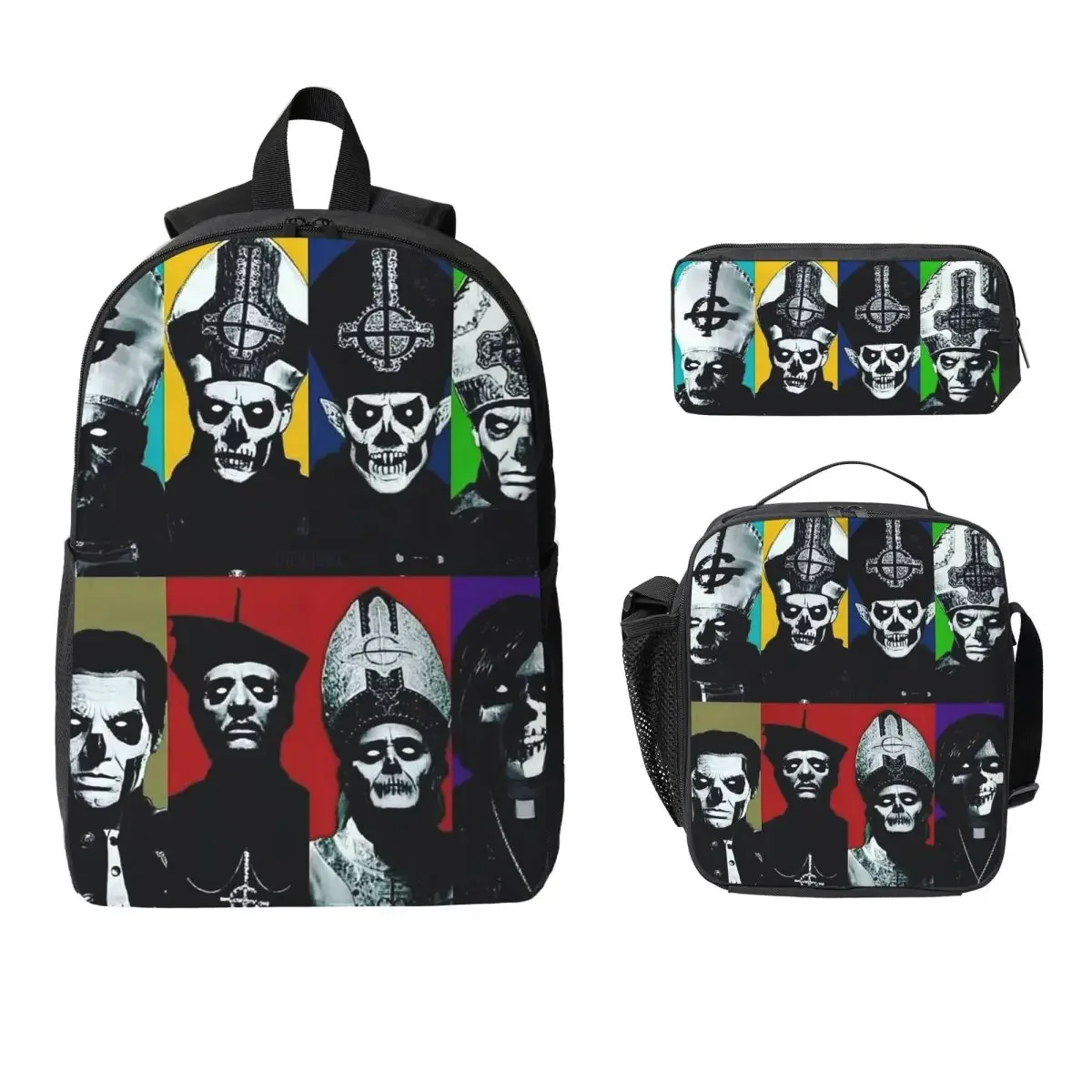 Ghost B.C. Band Backpack Student Boys Girls BookBag School Bag Computer Shoulder Bags 3ps Insulated Lunch Bag Pencil Case