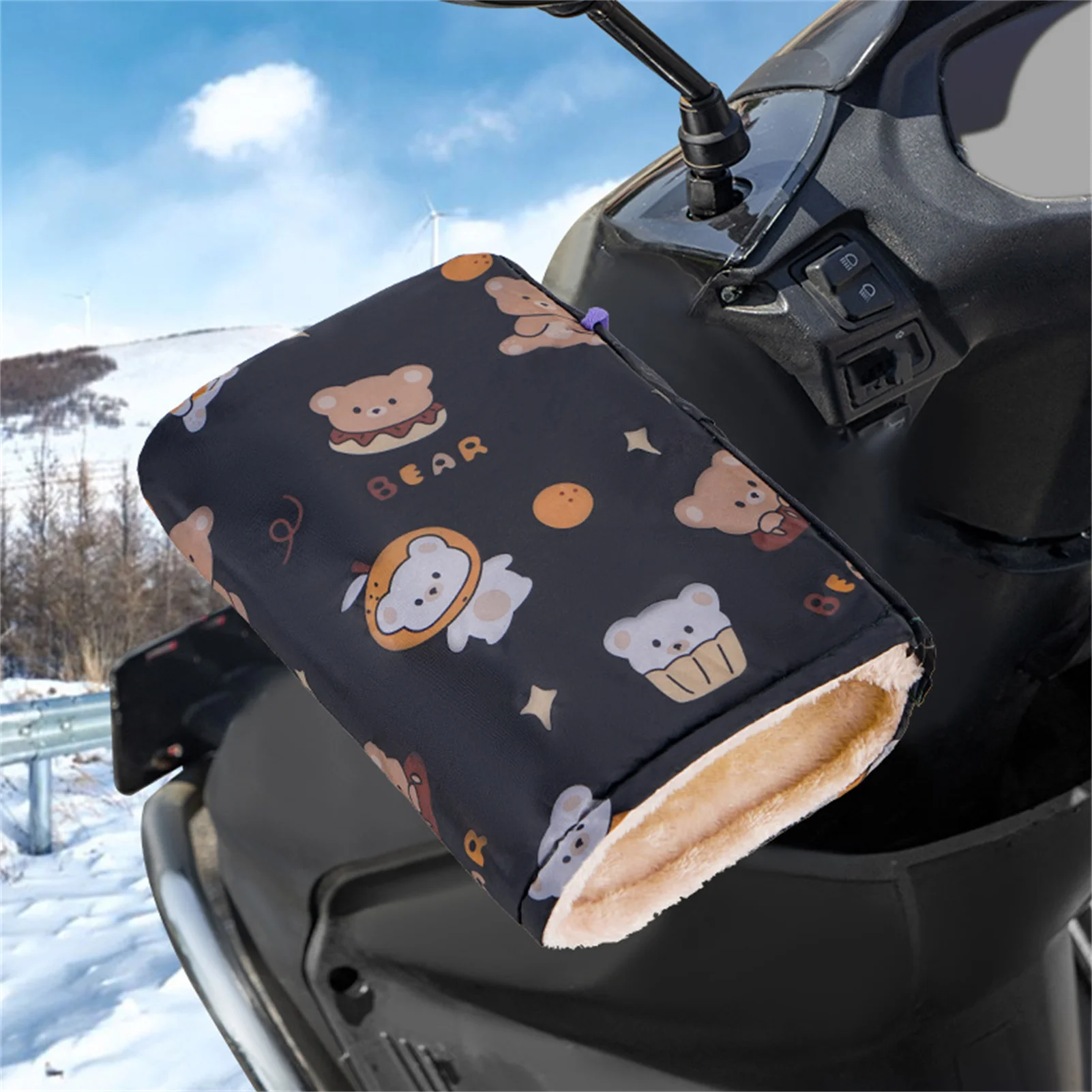 

Зимние теплые перчатки на руль, утолщенные плюшевые ветрозащитные варежки для велосипеда, электрического велосипеда, мотоцикла, велосипедных перчаток, 1 пара