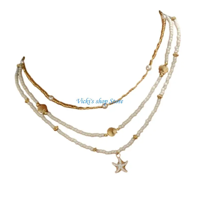 3Pcs Handmade Beaded Beach Necklace/Bracelet Oceanic Charm Vacation Jewelry Set