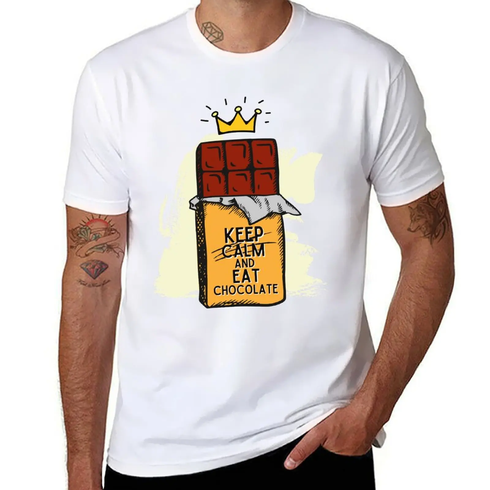 

Keep Calm And Eat Chocolate T-Shirt t shirt for man 100 percent cotton t shirts with prints T-Shirt